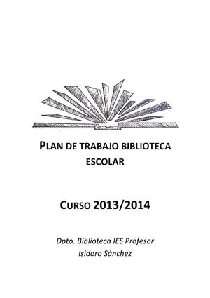 Plan de trabajo. Curso 2013-2014