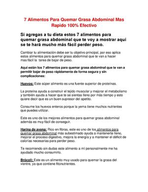 Calaméo 7 Alimentos Para Quemar Grasa Abdominal Mas Rapido 100 Efectivo