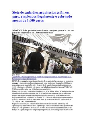 siete de cada diez arquitectos estan en paro