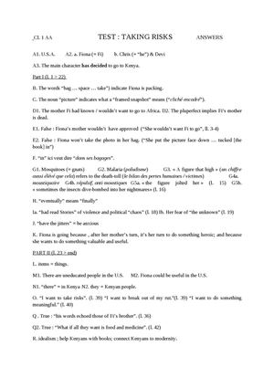 Taking Risks Worksheet Answers Calaméo - Taking risks (Answers)