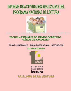 INFORME DEL PROGRAMA NACIONAL DE LECTURA 2012-2013
