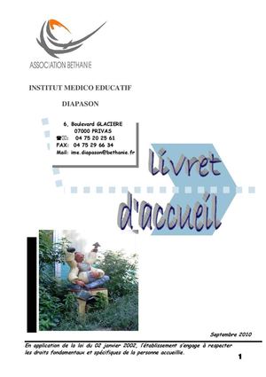 IME Diapason - Livret d'accueil