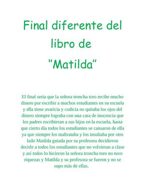 Final diferente del libro de ''Matilda''