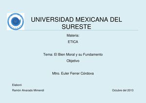 EL BIEN MORAL Y SU FUNDAMENTO OBJETO