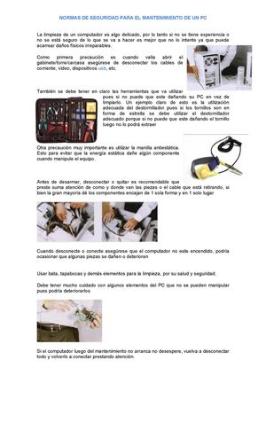 Normas de seguridad para el mantenimiento de un pc