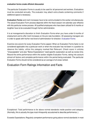Evaluation Forms: Produce Effective Appraisal of Performance