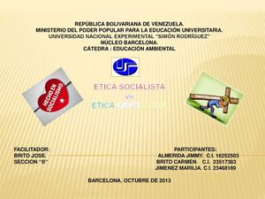 ETICA SOCIALISTA Vs ETICA CAPITALISTA