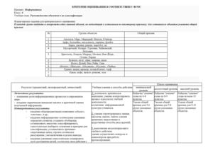 КРИТЕРИИ ОЦЕНИВАНИЯ В СООТВЕТСТВИИ С ФГОС