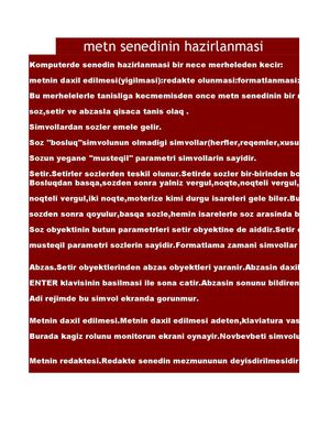 Metn senedinin hazirlanmasi