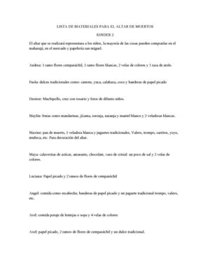 Lista de materiales para el altar de muertos