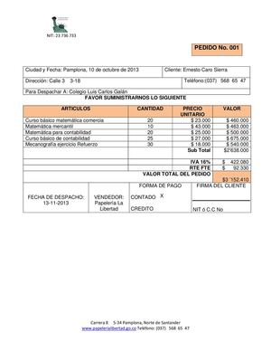 DOCUMENTOS CONTABLES PEDIDO