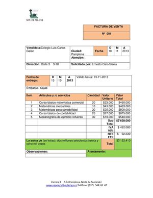 DOCUMENTOS CONTABLES FACTURA DE VENTA