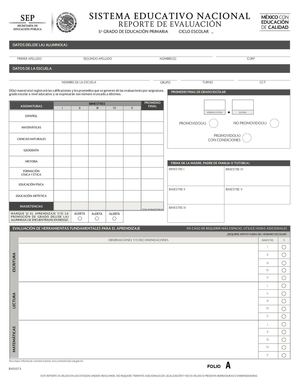 Reporte de Evaluación 5° grado