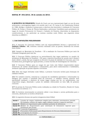 Edital Concurso Público de Penaforte