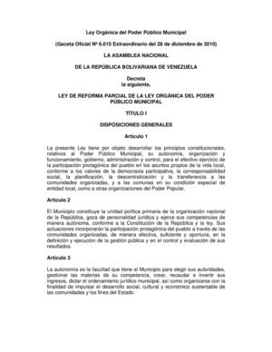 LEY ORGÁNICA DEL PODER PÚBLICO MUNICIPAL