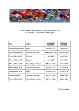 Calendrier des prochaines sessions d'examen du DCL