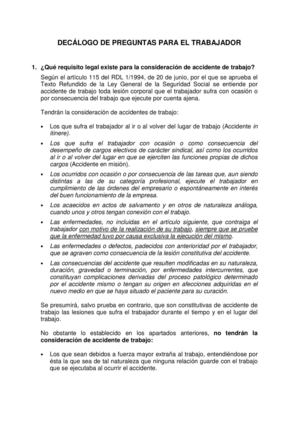 DECÁLOGO DE PREGUNTAS PARA EL TRABAJADOR