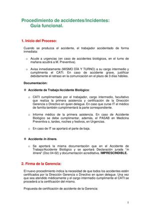 Procedimiento de accidentes/Incidentes: Guia funcional