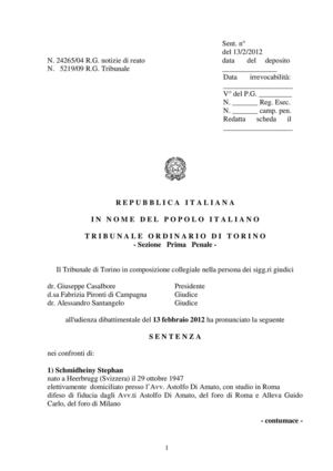 Sentenza ETERNIT del 13.02.2012 - Parte I°