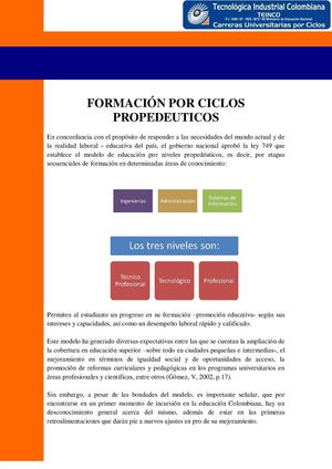 FORMACIÓN POR CICLOS PROPEDÉUTICOS