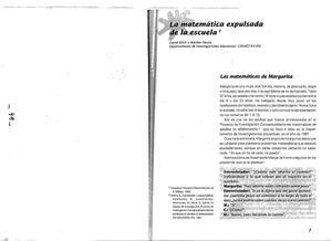LA MATEMÁTICA EXPULSADA EN LA ESCUELA