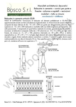 Colonnina in cemento modello 02/B per ringhiere