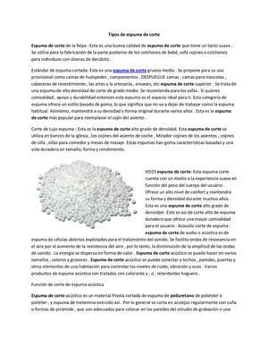 Tipos de espuma de corte