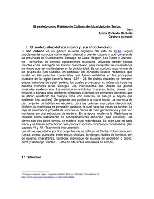 el sexteto en Turbo. por  Aciria Robledo Renteria