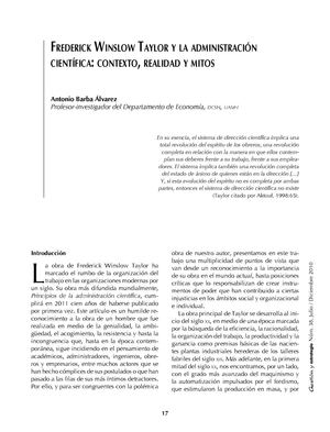 Federick Taylor y la administracion Cientifica: Contexto, Realidad y Mitos