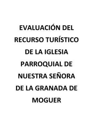 FICHA DE EVALUACIÓN DE UN RECURSO TURÍSTICO