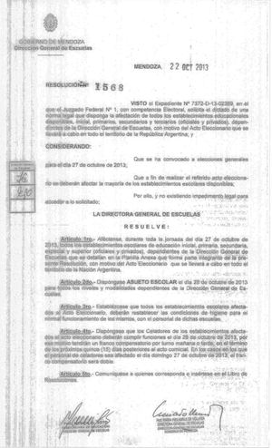 Resolución 1568-DGE-13 