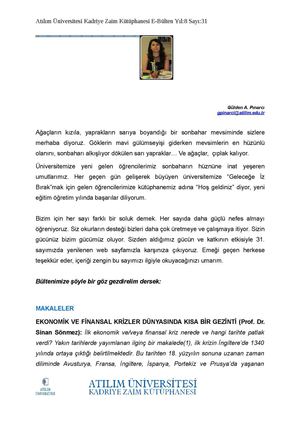 Atılım Üniversitesi Kütüphanesi E-bülten Ekim Sayısı