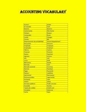 ACCOUNT VOCABULARY
