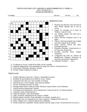 Crucigrama undécimo