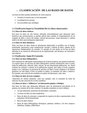 Base de datos clasificacion