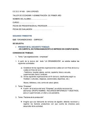 PROPUESTA PEDAGÓGICA PARA "TALLER DE ECON. Y ADM. I Y II"