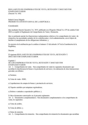Reglamento de Comprobantes de Venta y Retención