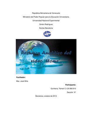 Resumen analitico del video "Home"
