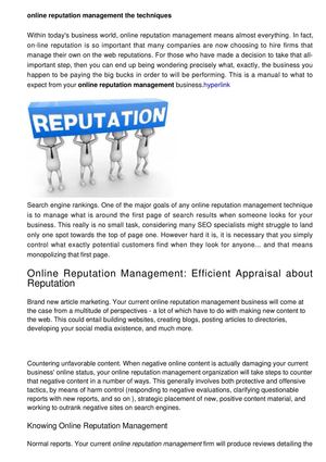 Online Reputation Management: The Choices