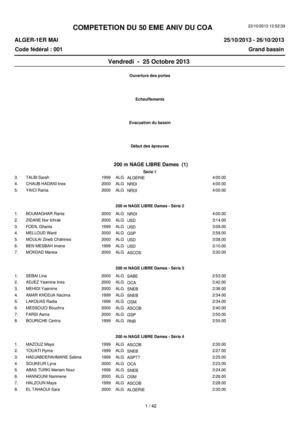 COMPETETION DU 50 EME ANIV DU COA