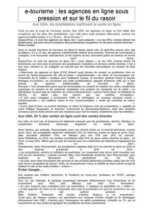 E-tourisme et agences en ligne - Tourmag février 2013