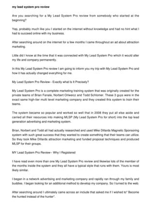 My Lead System Pro Review