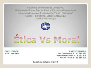 Ética Vs. Moral - Deontología
