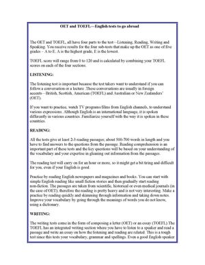 OET and TOEFL—English tests to go abroad