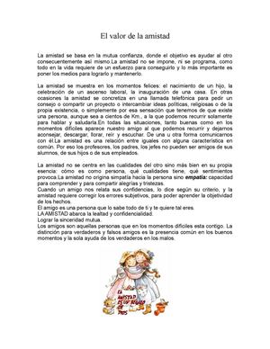 el valor de la amistad
