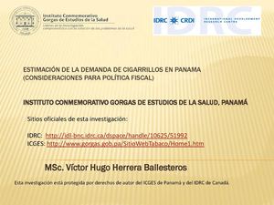 Estimación de la Demanda de Cigarrillos en Panamá. Consideraciones para Política Fiscal-Prof. Víctor H. Herrera B