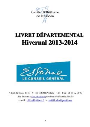 livret hivernal athlé pour le 91: 2013 2014