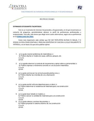 Cuestionario de Intereses Profesionales