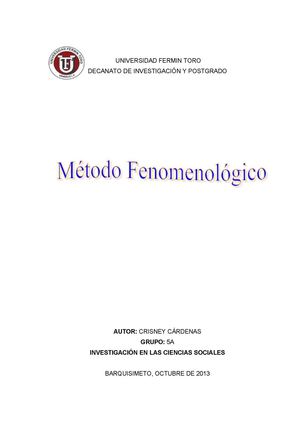 Ensayo sobre el metodo fenomenologico