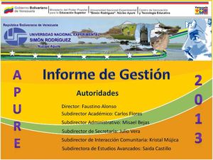 Informe de Gestión UNESR- APURE 12-13